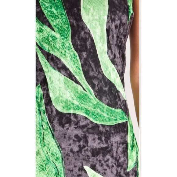 Dur Doux Green Leaf Velvet Maxi Dress NWT Size Large - Picture 5 of 8